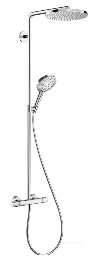 Душевая система Hansgrohe Raindance Select S 240 1j Showerpipe, состоит из: термостат, стойка, верхний душ, лейка ручная, шланг, цвет Хром