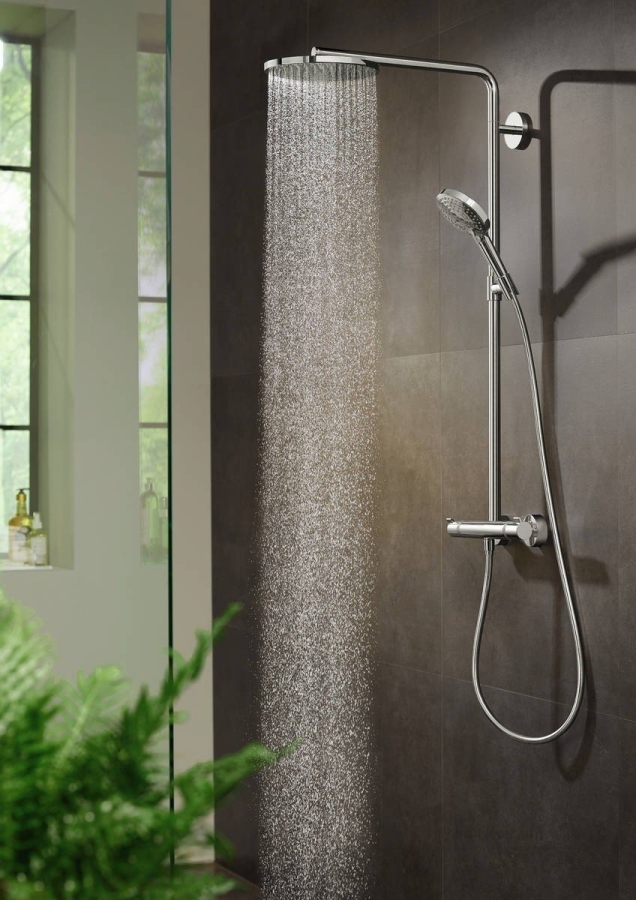 Душевая система Hansgrohe Raindance Select S 240 1j Showerpipe, состоит из: термостат, стойка, верхний душ, лейка ручная, шланг, цвет Хром - изображение 1