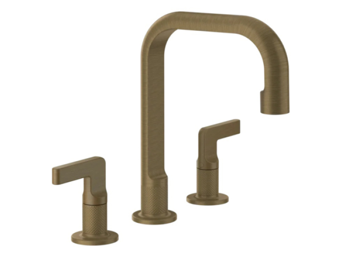 На изображении товар Смеситель для раковины Gessi Inciso, на 3 отверстия, средний, без донного клапана, цвет Antique Brass от официального представителя в Москве