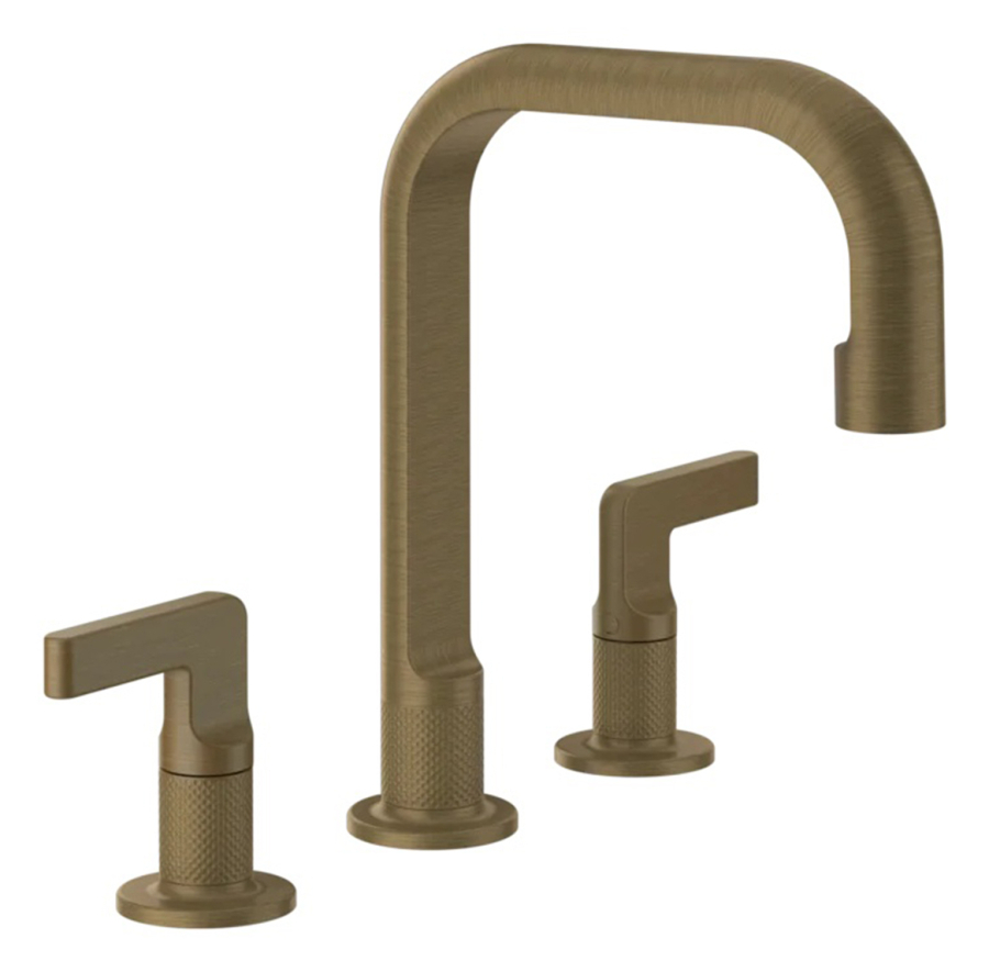 Смеситель для раковины Gessi Inciso, на 3 отверстия, средний, без донного клапана, цвет Antique Brass