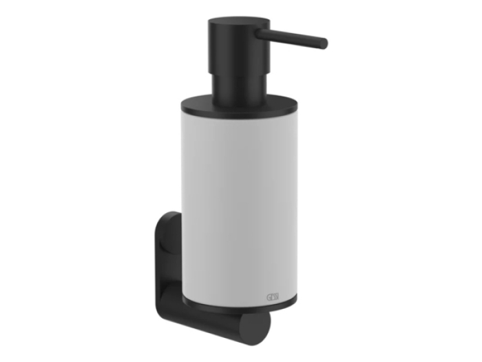 На изображении товар Дозатор Gessi316, настенный, ⌀75хh208 мм, цвет White/Matte Black от официального представителя в Москве