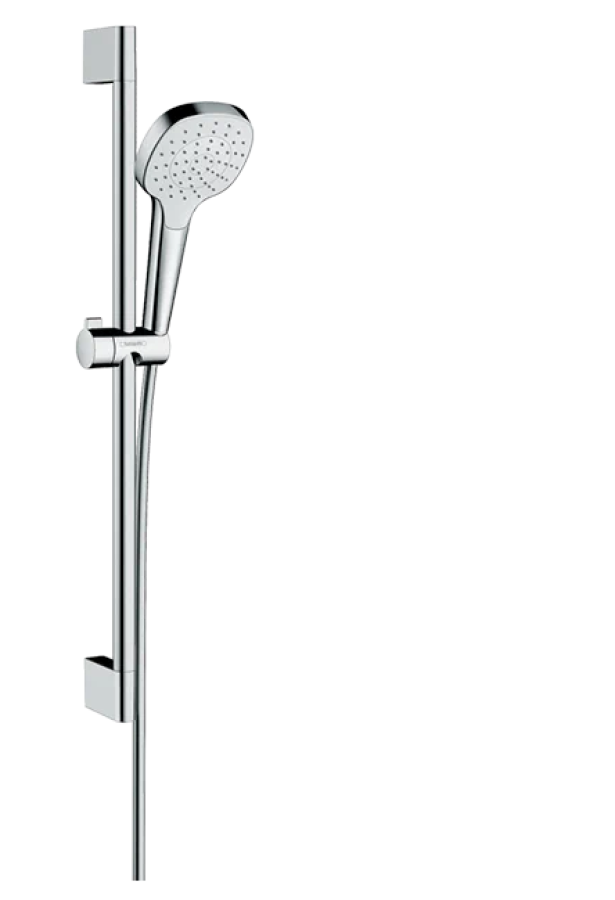Душевой набор Hansgrohe Croma Select E, настенная штанга с ручным душем, цвет белый/хром