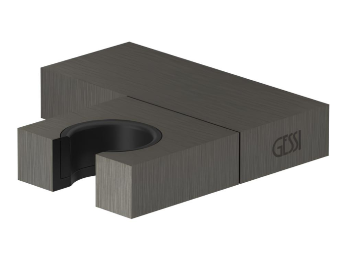 На изображении товар Держатель душевой лейки Gessi Rettangolo, поворотный, цвет Black Metal Brushed PVD от официального представителя в Москве