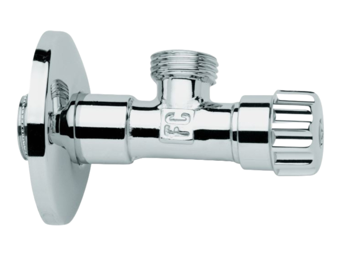 На изображении товар Вентиль Carlo Frattini Sottolavabo, угловой, с выводом под слив 1/2", цвет хром от официального представителя в Москве