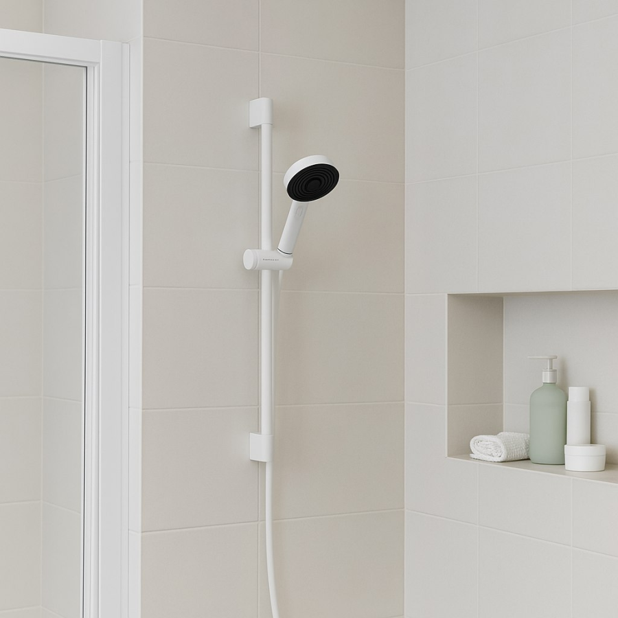 Душевой гарнитур Hansgrohe Pulsify Select S, настенный, с ручным душем 3 jet Relaxation, со штангой 900 мм, цвет белый матовый - изображение 1