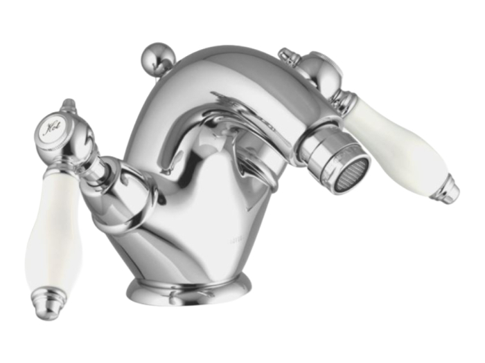 На изображении товар Смеситель для биде Carlo Frattini Herend, XS, с 2 гибкими шлангами, донным клапаном 1"1/4, ширина 188 мм, цвет золото от официального представителя в Москве