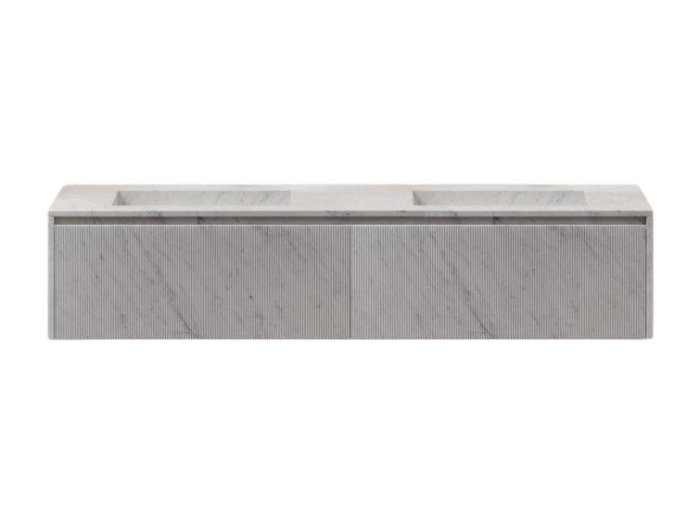 На изображении товар Тумба Antonio Lupi Piana_Stone, с двумя интегрированными раковинами от официального представителя в Москве