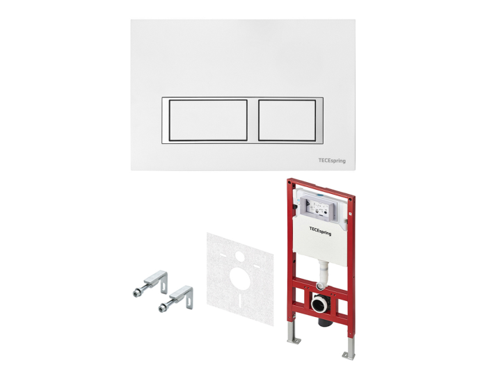 На изображении товар Комплект TECEspring для установки подвесного унитаза с панелью смыва TECEspring V, цвет белый глянцевый от официального представителя в Москве