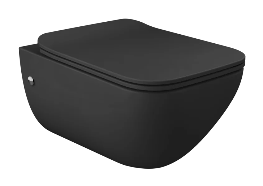 Унитаз Gessi Goccia, подвесной, со встроенным сифоном, сиденьем Slim, цвет Matt Black Ceramic