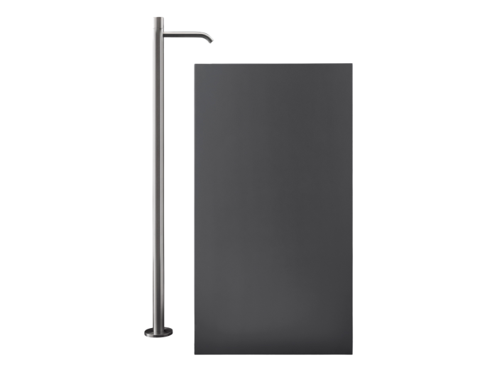 На изображении товар Смеситель для раковины CeaDesign Giotto Plus, напольный, H-1115 мм, внешняя часть, сталь, цвет Black Diamond сатинированный от официального представителя в Москве
