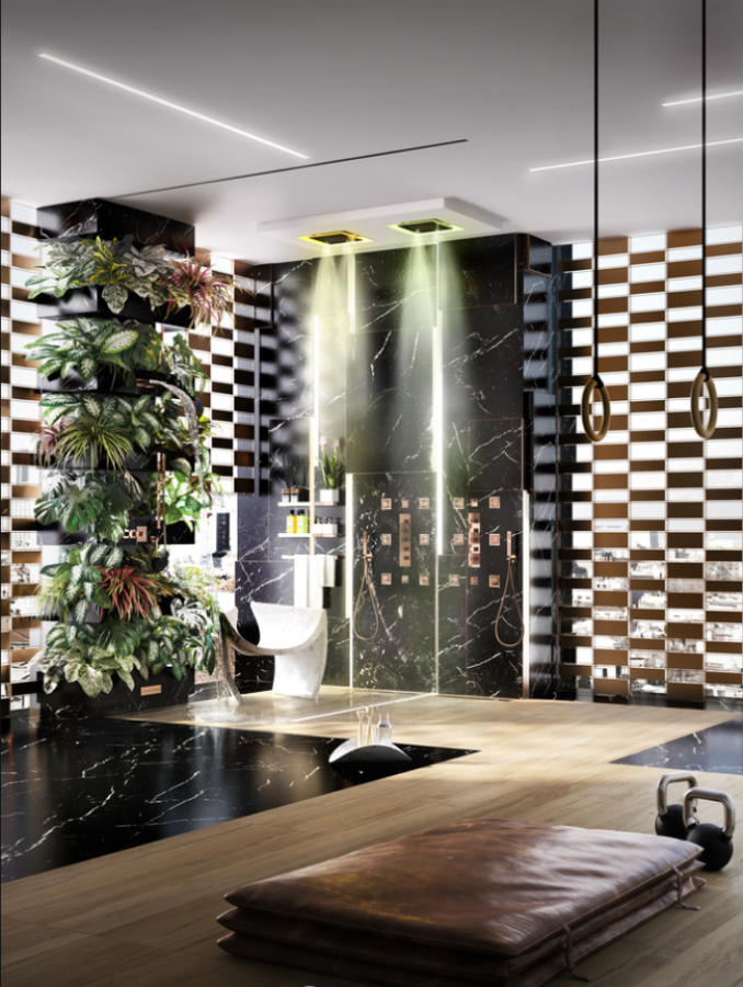 Накладная панель Gessi Afilo, для многофункциональной душевой системы, 500х500 мм, цвет black metal brushed PVD - изображение 5