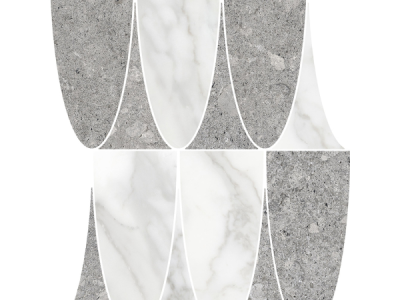 На изображении товар Terratinta Ceramics Мозаика, керамогранит Vicentina Mix matt / honed Cenere + Marmo Apuano Mosaic 31.8x39 Ellipse / 9.0 от официального представителя в Москве