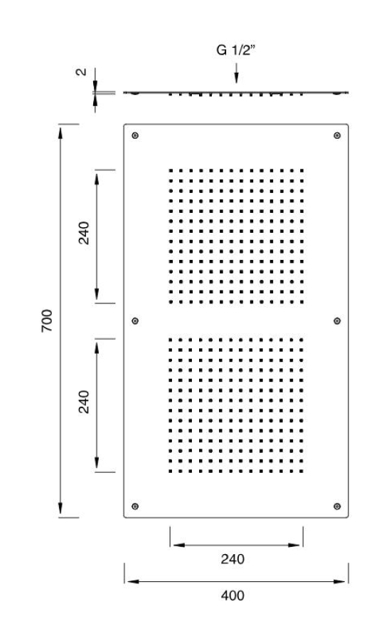 Верхний душ CEA Design Acqua E Luce, встраиваемый, 400х700 мм, сталь, цвет медь сатинированная - изображение 1