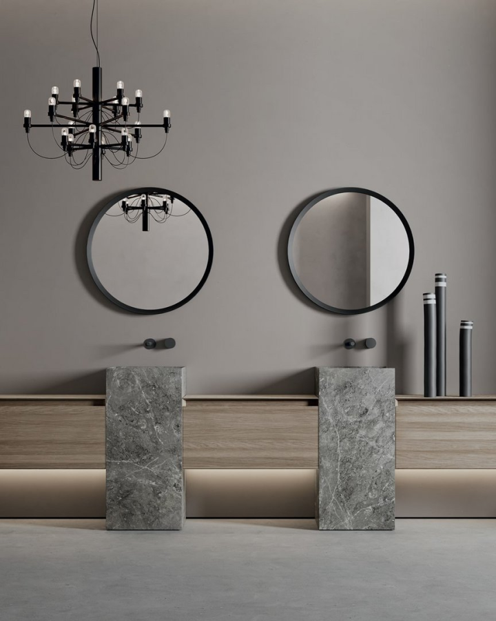 Раковина Nabatei Antonio Lupi, 40 x 40 x H 85 см, мрамор, цвет Grigio Imperiale - изображение 1