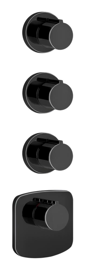 Термостат Gessi, встраиваемый, настенный, высокой производительности, с 3 независимыми выходами, внешние части, цвет Black Metal PVD