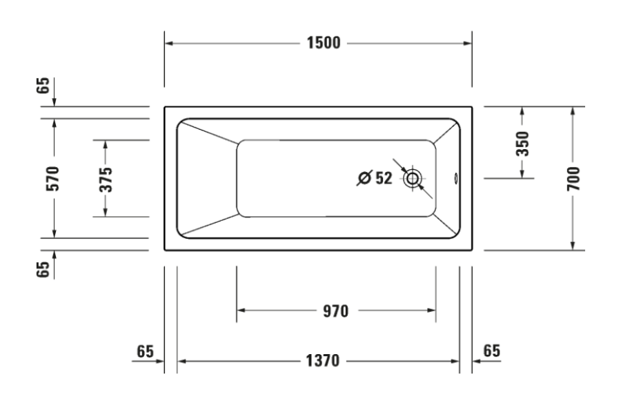Ванна Duravit Duravit No.1, встраиваемая, 1500x700 мм, 1 наклон спинки, цвет белый - изображение 6
