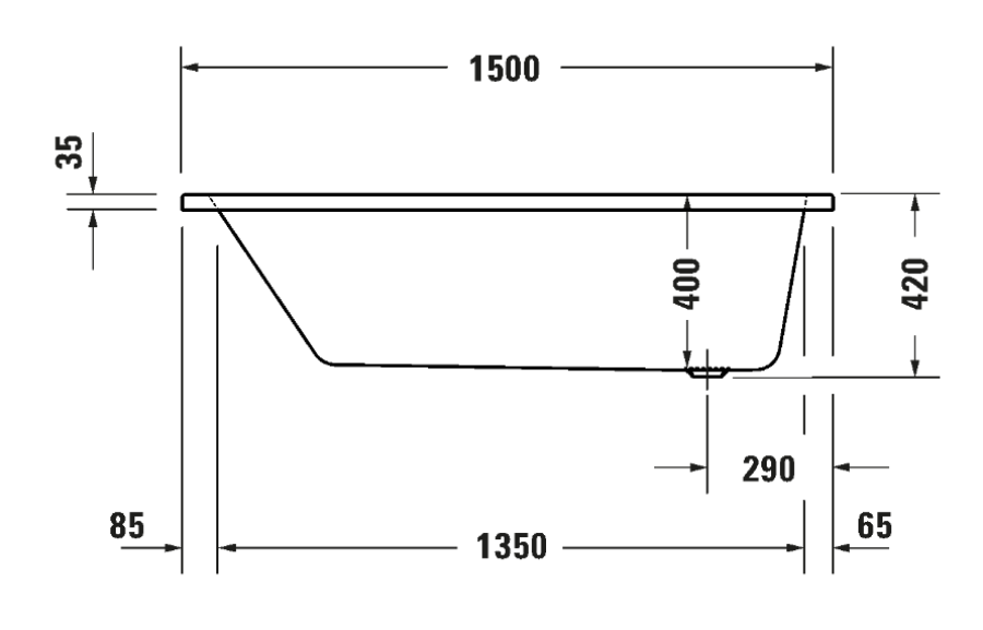 Ванна Duravit Duravit No.1, встраиваемая, 1500x700 мм, 1 наклон спинки, цвет белый - изображение 7