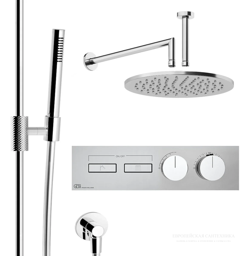 Термостат Gessi HI-FI, до 2-х функций одновременно, встраиваемый, цвет Finox Brushed Nickel - изображение 3