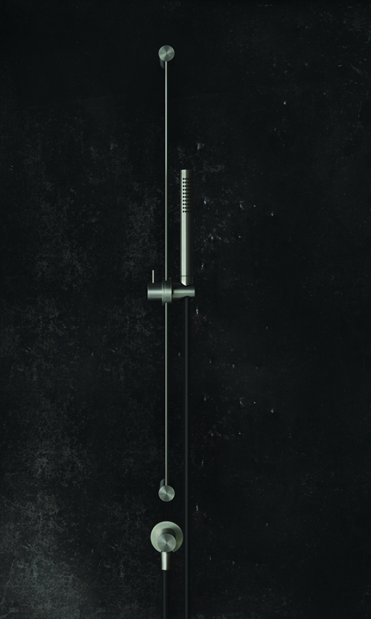 Душевой гарнитур Gessi316, штанга, душевая лейка, шланговое подсоединение, h828, цвет Matte Black - изображение 1
