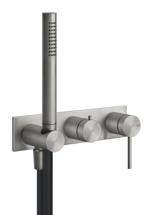 Смеситель для душа Gessi316, встраиваемый, на 2 позиции, внешняя часть, цвет Steel Brushed