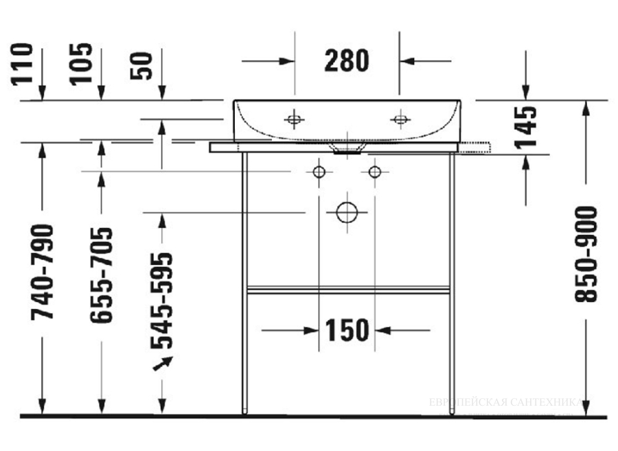 Раковина Duravit DuraSquare компакт, для мебели, 600x400 мм, без перелива, с 1 отверстием под смеситель, цвет белый - изображение 11