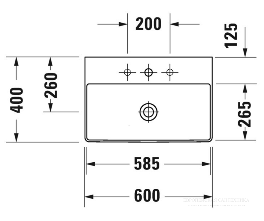 Раковина Duravit DuraSquare компакт, для мебели, 600x400 мм, без перелива, с 1 отверстием под смеситель, цвет белый - изображение 8