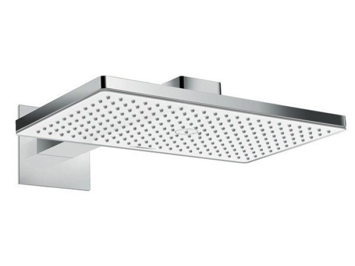 На изображении товар Верхний душ Hansgrohe Rainmaker Select 460 1jet, 1 тип струи, с держателем, цвет Белый/Хром от официального представителя в Москве
