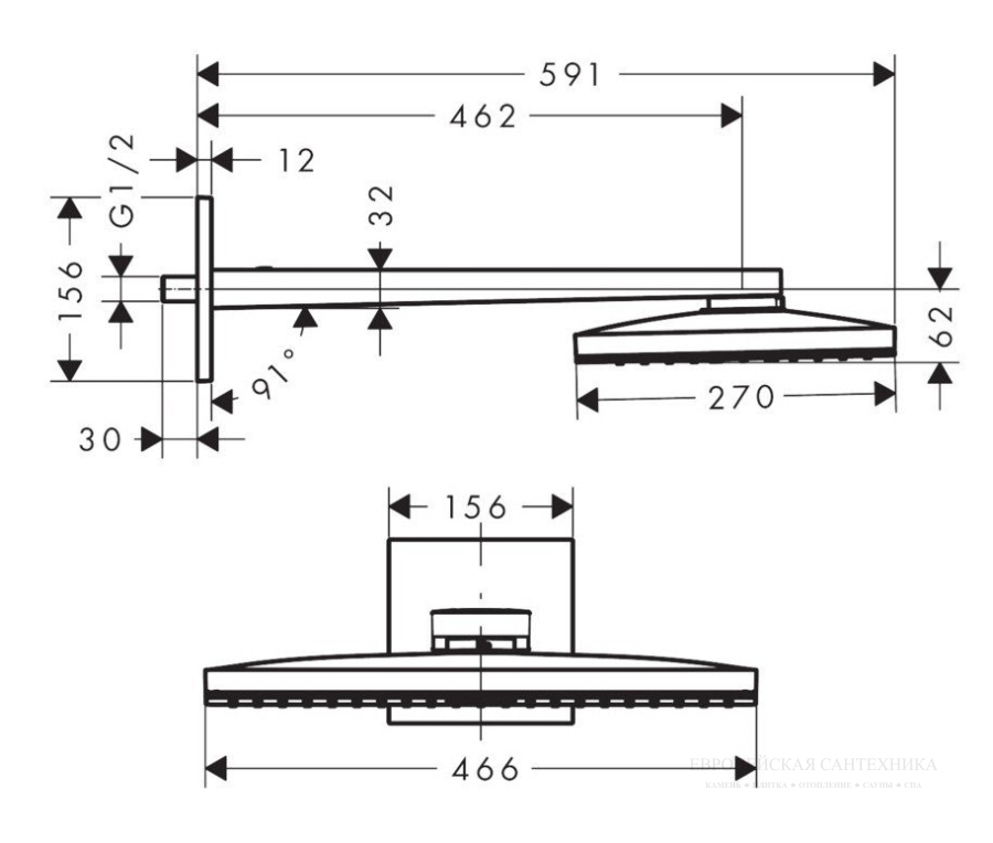 Верхний душ Hansgrohe Rainmaker Select 460 1jet, 1 тип струи, с держателем, цвет Белый/Хром - изображение 2