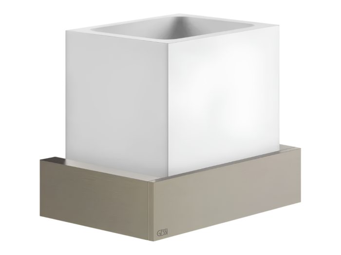 На изображении товар Cтакан Gessi Rettangolo, настенный, цвет White/Finox Brushed Nickel от официального представителя в Москве