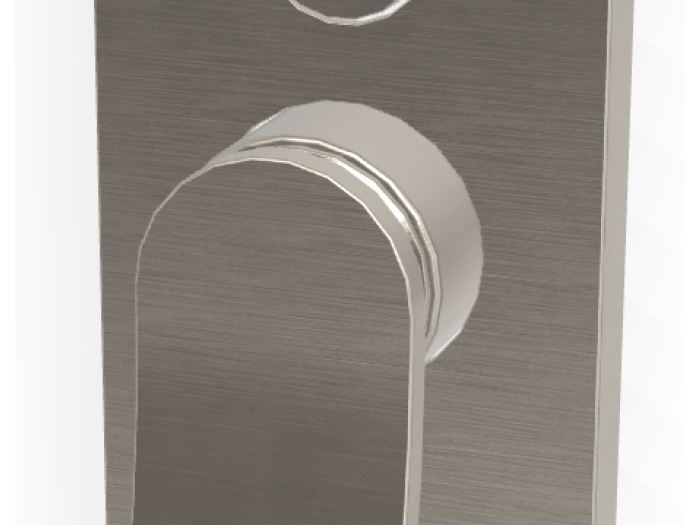 На изображении товар Смеситель Carlo Frattini Flo, однорычажный, настенный, с кнопочным переключателем на 2 потребителя, Н-150 мм, внешняя часть, цвет никель брашированный от официального представителя в Москве