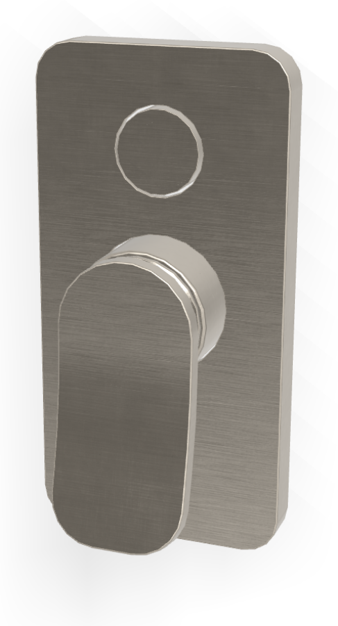 Смеситель Carlo Frattini Flo, однорычажный, настенный, с кнопочным переключателем на 2 потребителя, Н-150 мм, внешняя часть, цвет никель брашированный