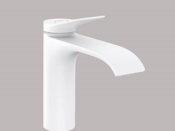 На изображении товар Смеситель для раковины Hansgrohe Vivenis, ComfortZone 110, однорычажный, с донным клапаном, цвет белый матовый от официального представителя в Москве