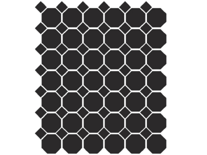На изображении товар Etruria Керамогранит Xxs Ottagono 5X5 Su Rete Monocolore Ottagono Nero / Tozzetto Nero от официального представителя в Москве