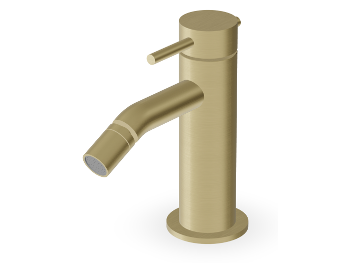 На изображении товар Смеситель для биде Zucchetti Helm, однорычажный, на 1 отверстие, аэратор, без донного клапана, гибкие шланги, цвет Brushed British Gold PVD от официального представителя в Москве