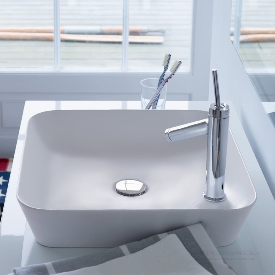 Раковина Duravit Cape Cod накладная, 460х460 мм, с 1 отверстием для смесителя, цвет белый шёлково-матовый с покрытием WonderGliss - изображение 4