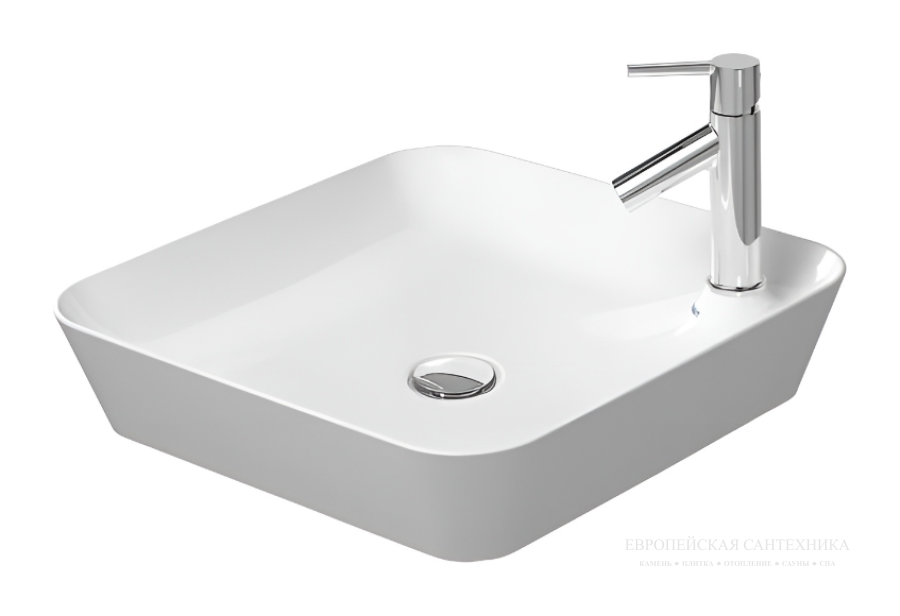 Раковина Duravit Cape Cod накладная, 460х460 мм, с 1 отверстием для смесителя, цвет белый шёлково-матовый с покрытием WonderGliss
