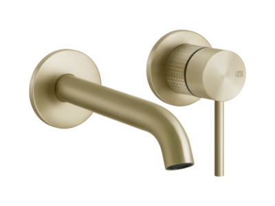 Смеситель для раковины с длинным изливом, внешние части Gessi 316, цвет Brass Brushed PVD