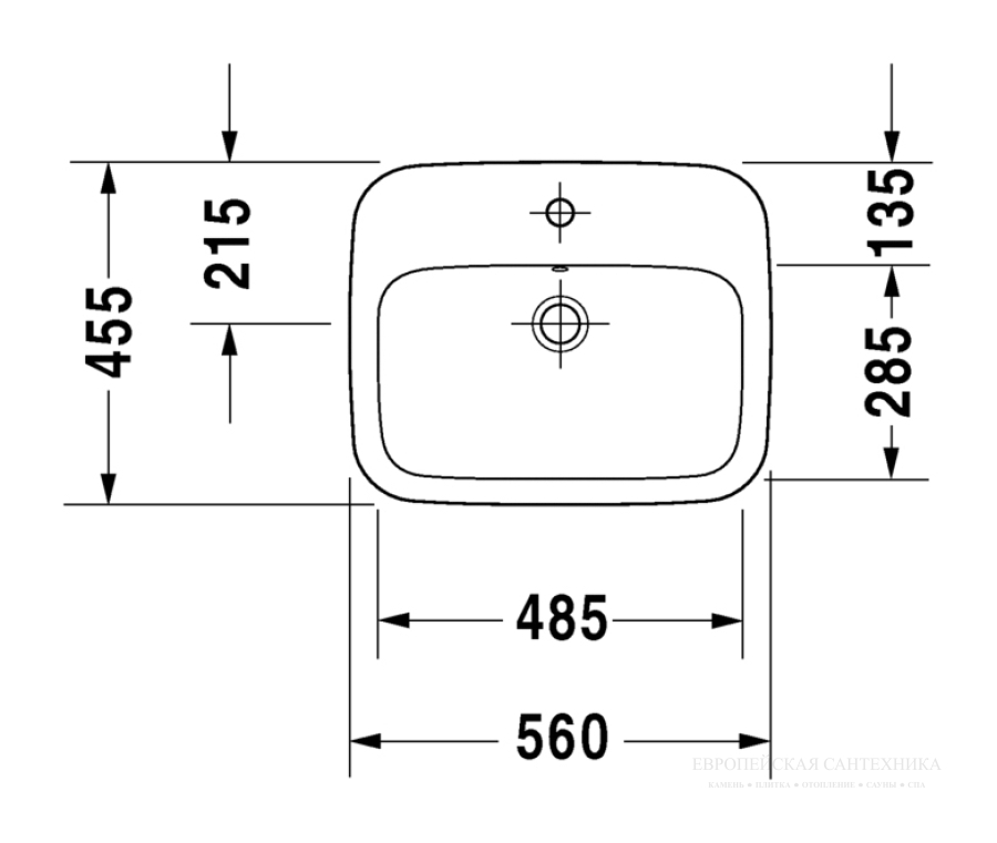 Раковина Duravit DuraStyle встраиваемая сверху, 560х455 мм, 1 отверстие под смеситель, цвет белый с покрытием WonderGliss - изображение 3