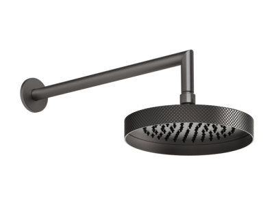 На изображении товар Верхний душ Gessi Anello, регулируемый, с кронштейном, цвет Black Metal Brushed PVD от официального представителя в Москве