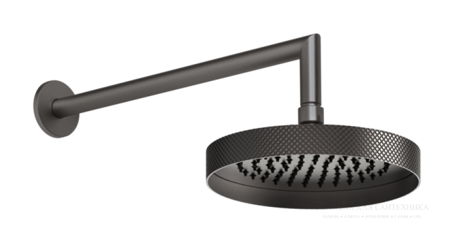 Верхний душ Gessi Anello, регулируемый, с кронштейном, цвет Black Metal Brushed PVD