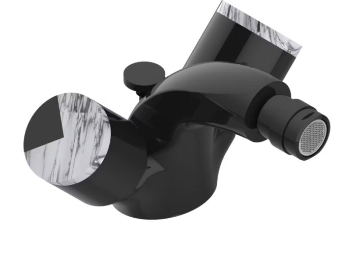 На изображении товар Смеситель для биде THG Le 9 Howlite, на 1 отверстие, донный клапан, цвет Brown bronze PVD от официального представителя в Москве