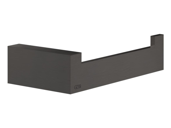 На изображении товар Бумагодержатель Gessi Rettangolo, настенный, вертикальная/горизонтальная установка, цвет Black Metal Brushed PVD от официального представителя в Москве