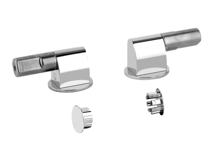 На изображении товар Петли плавного закрывания Gessi Total Look, сиденья унитаза и пробки для боковых отверстий для арт. 29463, 42117, 46757, цвет Chrome от официального представителя в Москве