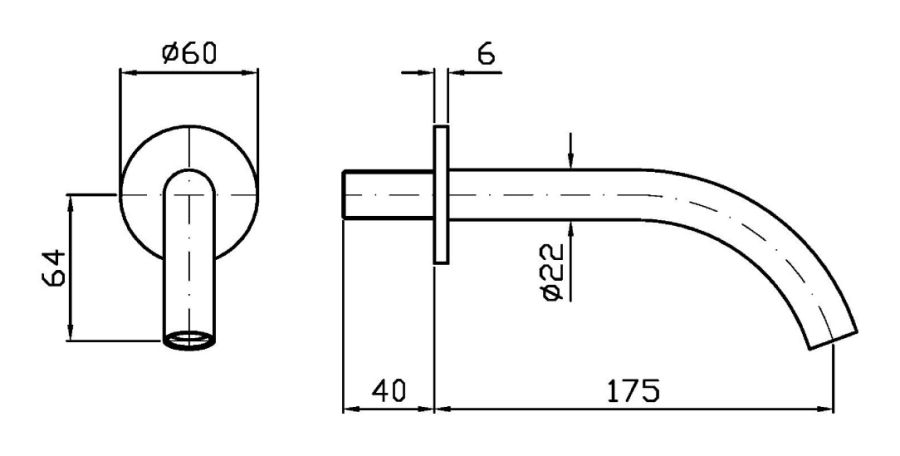 Излив Zucchetti Isy22, настенный, L.175 мм, цвет Brushed Chocolate PVD - изображение 1