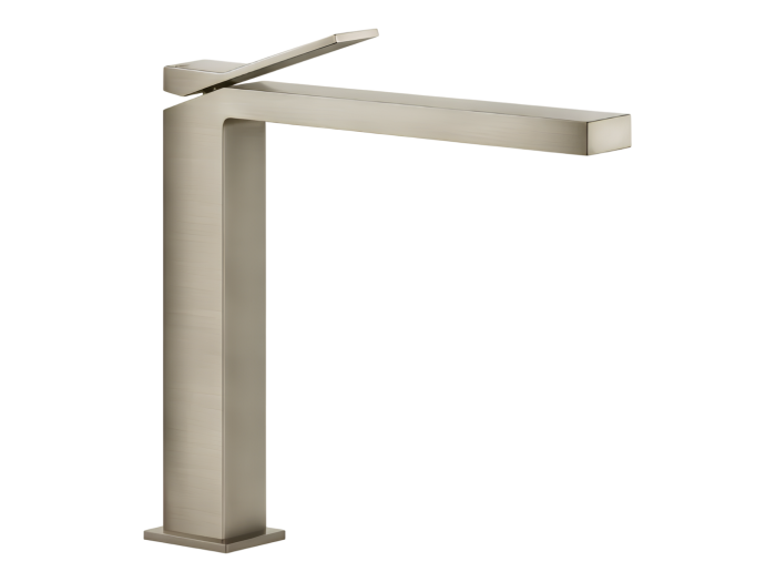 На изображении товар Смеситель для раковины Gessi Rettangolo K, высокий, без донного клапана, цвет Finox Brushed Nickel от официального представителя в Москве