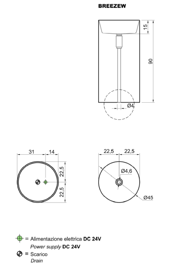 Раковина Antonio Lupi Breeze, напольная, Ø450хH900 мм, материал Cristalmood, LED подсветка, донный клапан сталь сатинированная, цвет Bronzo - изображение 3