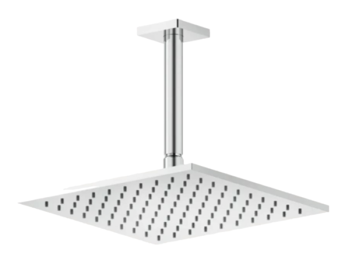 На изображении товар Верхний душ Gessi Rilievo 250х250 мм, шарнирный, для потолочного крепления, Н-261 мм, с защитой от известкового налёта, цвет хром от официального представителя в Москве