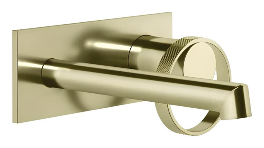 Смеситель для раковины Gessi Anello, встраиваемый, настенный, с коротким изливом, без донного клапана, внешняя часть, цвет Brass PVD