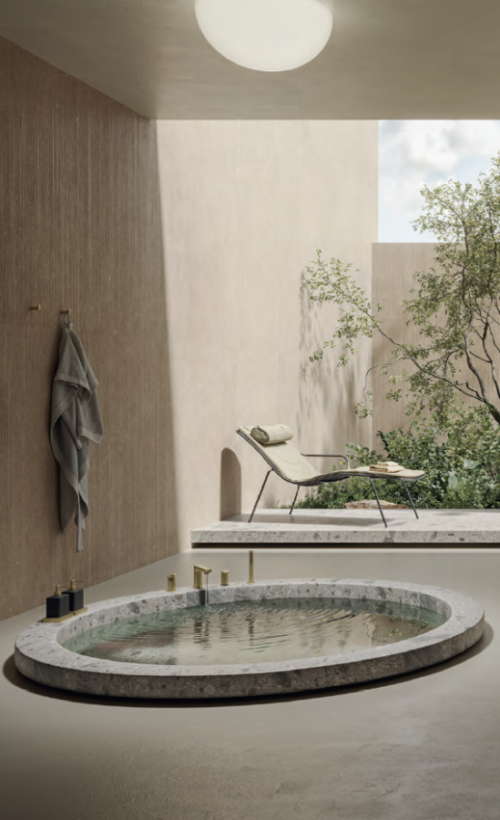 Смеситель для раковины Newform Haka, настенный, на 2 отверстия, без донного клапана, внешняя часть, цвет PVD Br. Gold - изображение 1