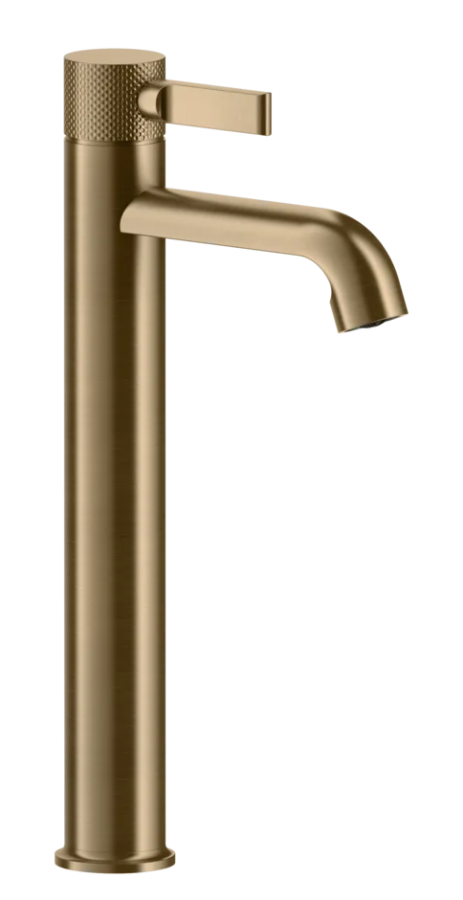 Смеситель для раковины Gessi Inciso, высокий, без донного клапана, цвет Warm Bronze Brushed PVD